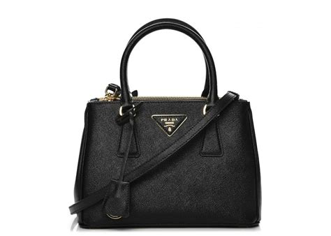 prada tote galleria double zip mini saffiano leather nero black|Black Prada Galleria Saffiano leather mini bag .